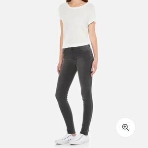 J Brand Mid Rise Rail Black Skinny Jeans in Graphite
